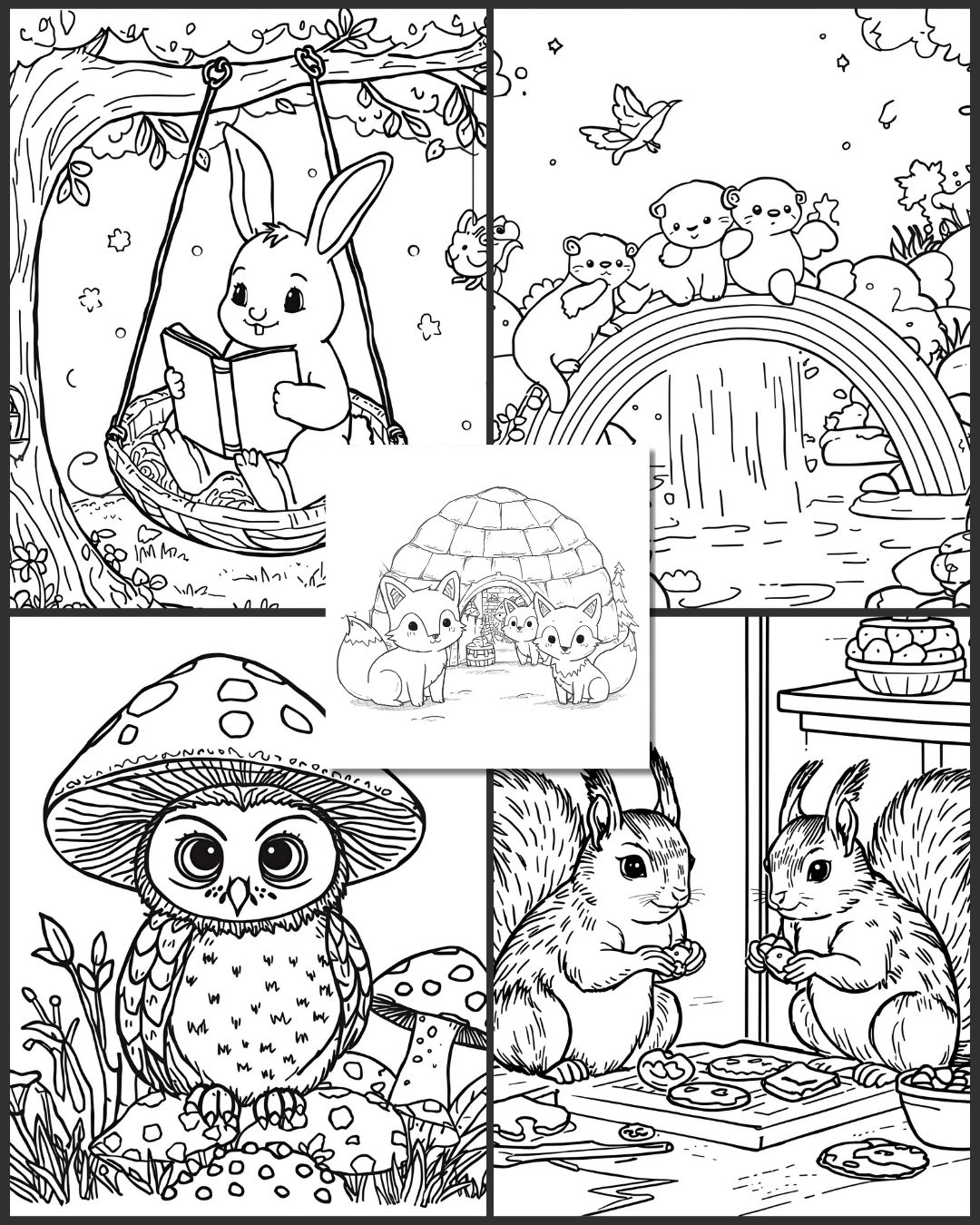 Kawaii Animals in Tiny Worlds Colouring Book