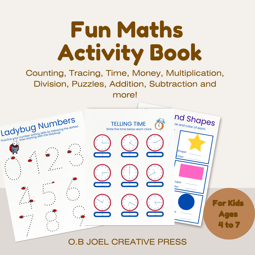Fun Maths Activity Book For Kids Ages 4 to 7