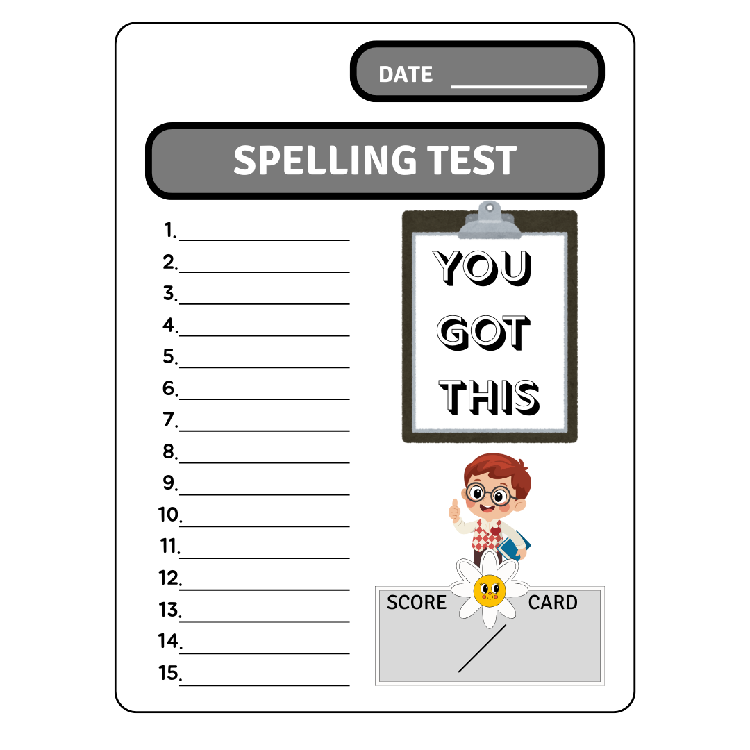 Spelling Test Book for Kids Ages 3-7: Fun Practice for Preschool, Reception, Year 1 & Year 2