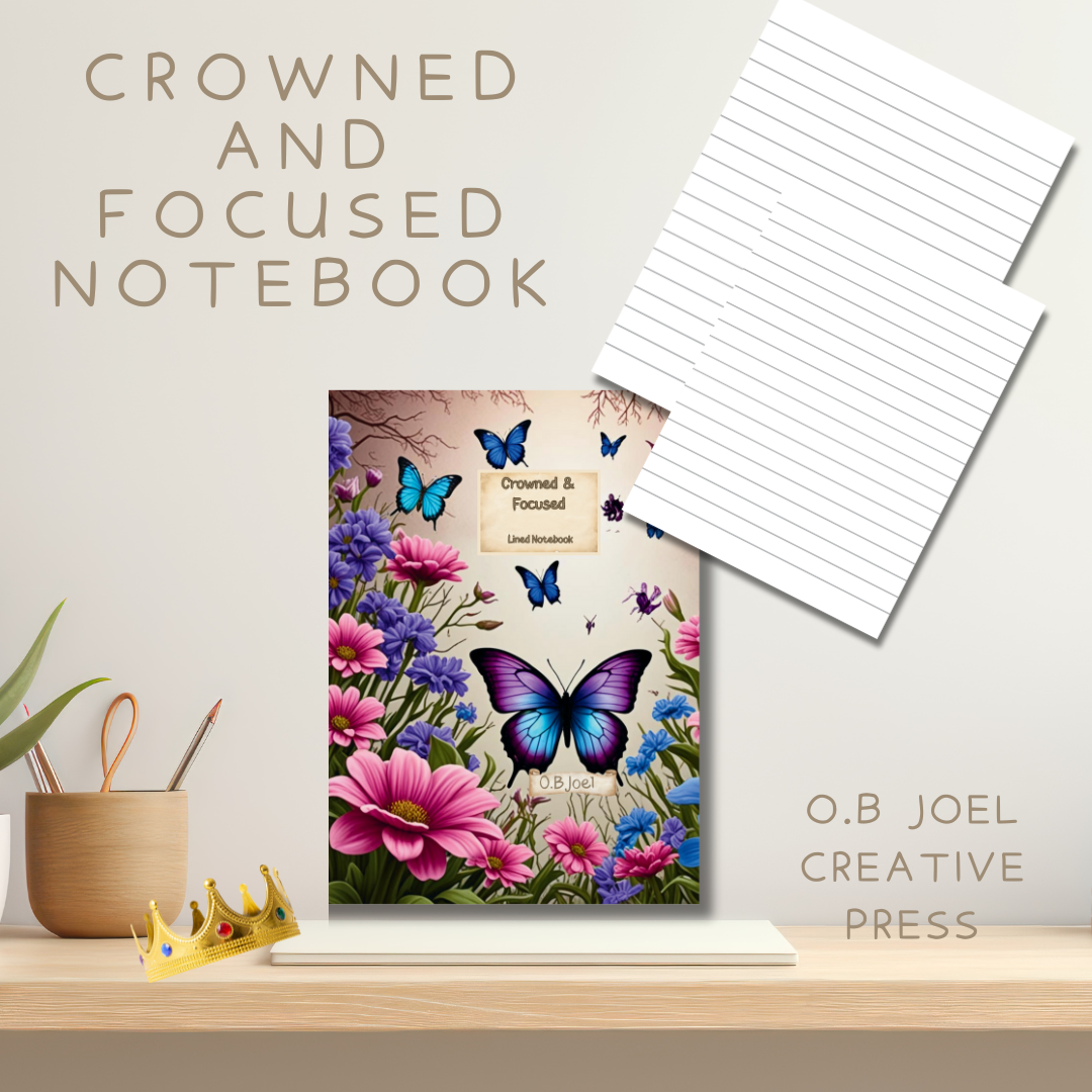 Crowned and Focused Lined Notebook | Writing Journal for Women and Girls | Note Taking for Professionals and Students