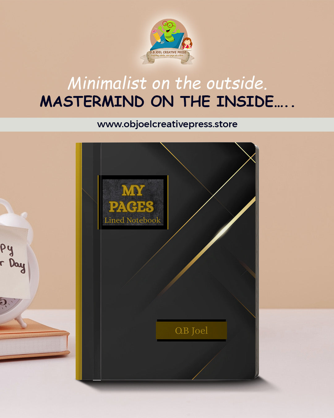 Pages Black Lined Notebook, Perfect for Journals, Note-Taking, School, Office Use, Gift for Writers & Students