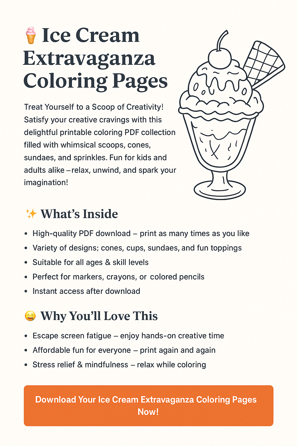 Ice-Cream Extravaganza Colouring Pages