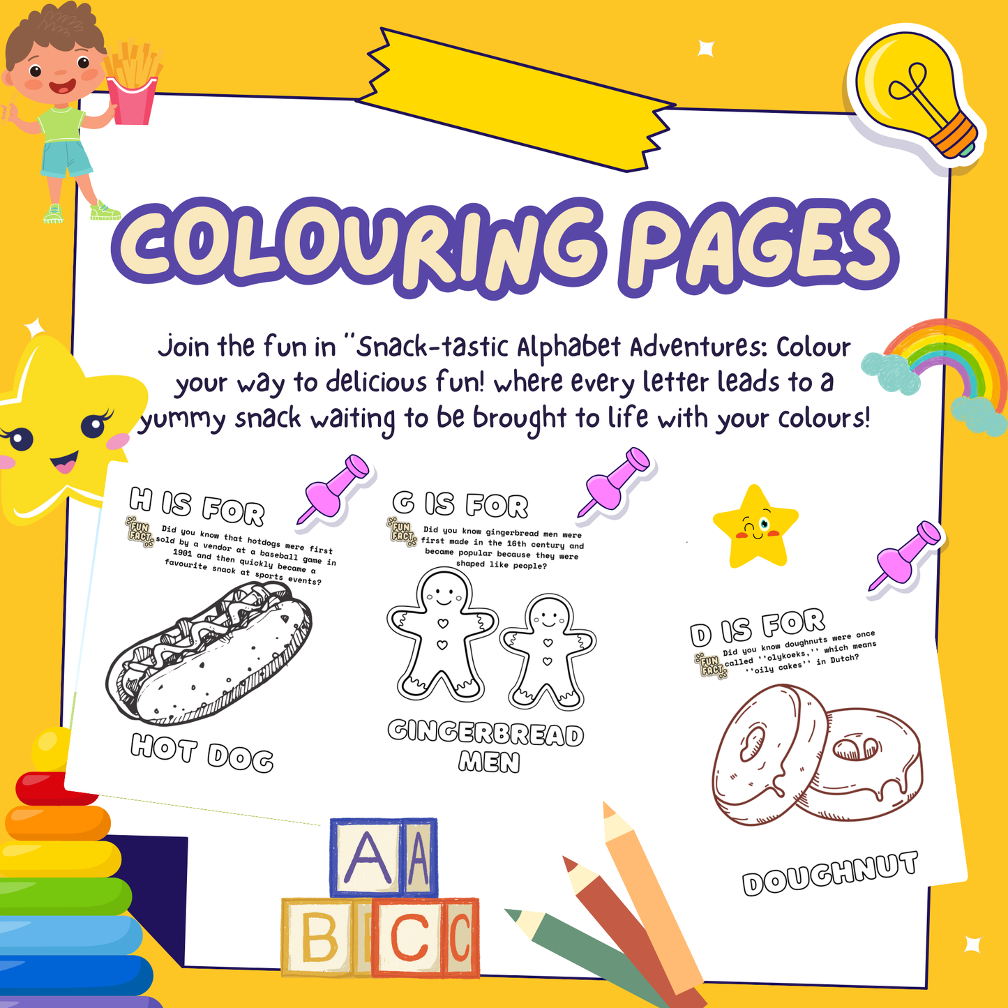 Snack-tastic Alphabets Adventure Colouring Book