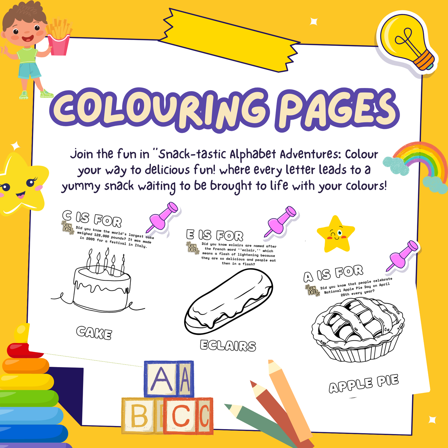 Snack-tastic Alphabets Adventure Colouring Book