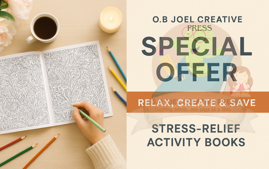 O.B Joel Creative Press special offers promoting creativity, relaxation, and savings