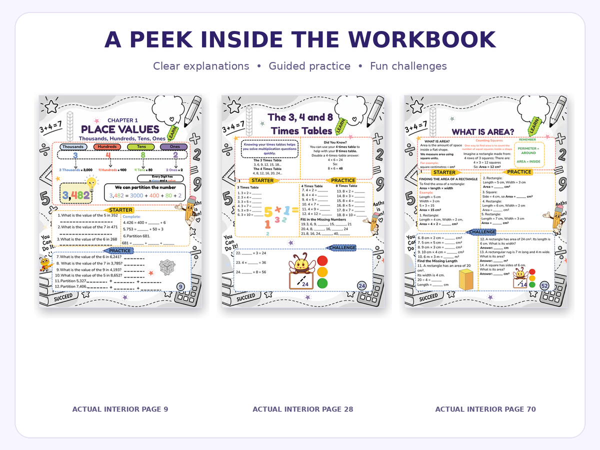 Maths Practice Workbook for Ages 7–9 | Year 3 & Year 4 KS2 Maths