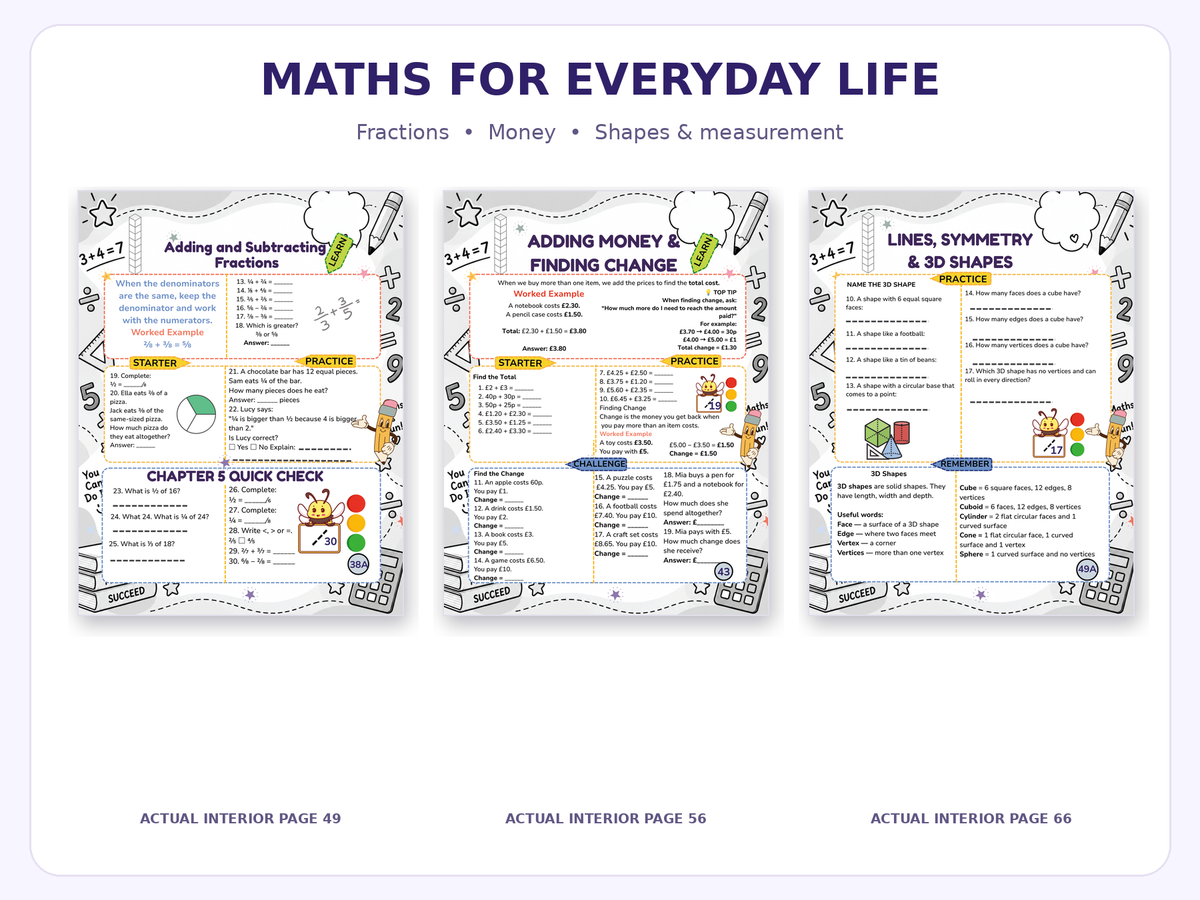 Maths Practice Workbook for Ages 7–9 | Year 3 & Year 4 KS2 Maths
