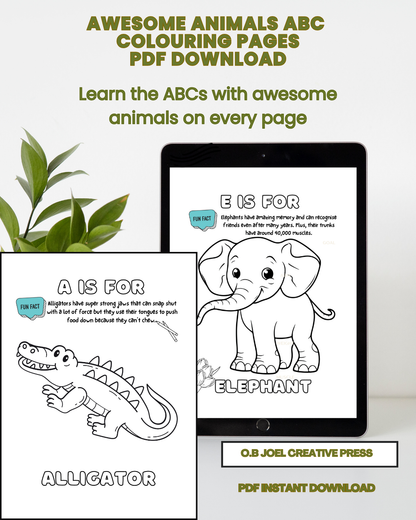 Awesome Animals ABC Colouring Book for Kids