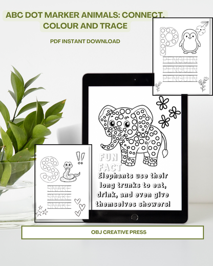 The ABC Dot Marker Animals Activity Book: Connect, Colour & Trace For Kids Ages 2 to 5