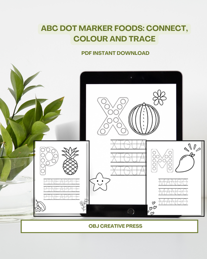 ABC Dot Marker Foods: Connect, Colour & Trace For Kids Ages 2 to 5