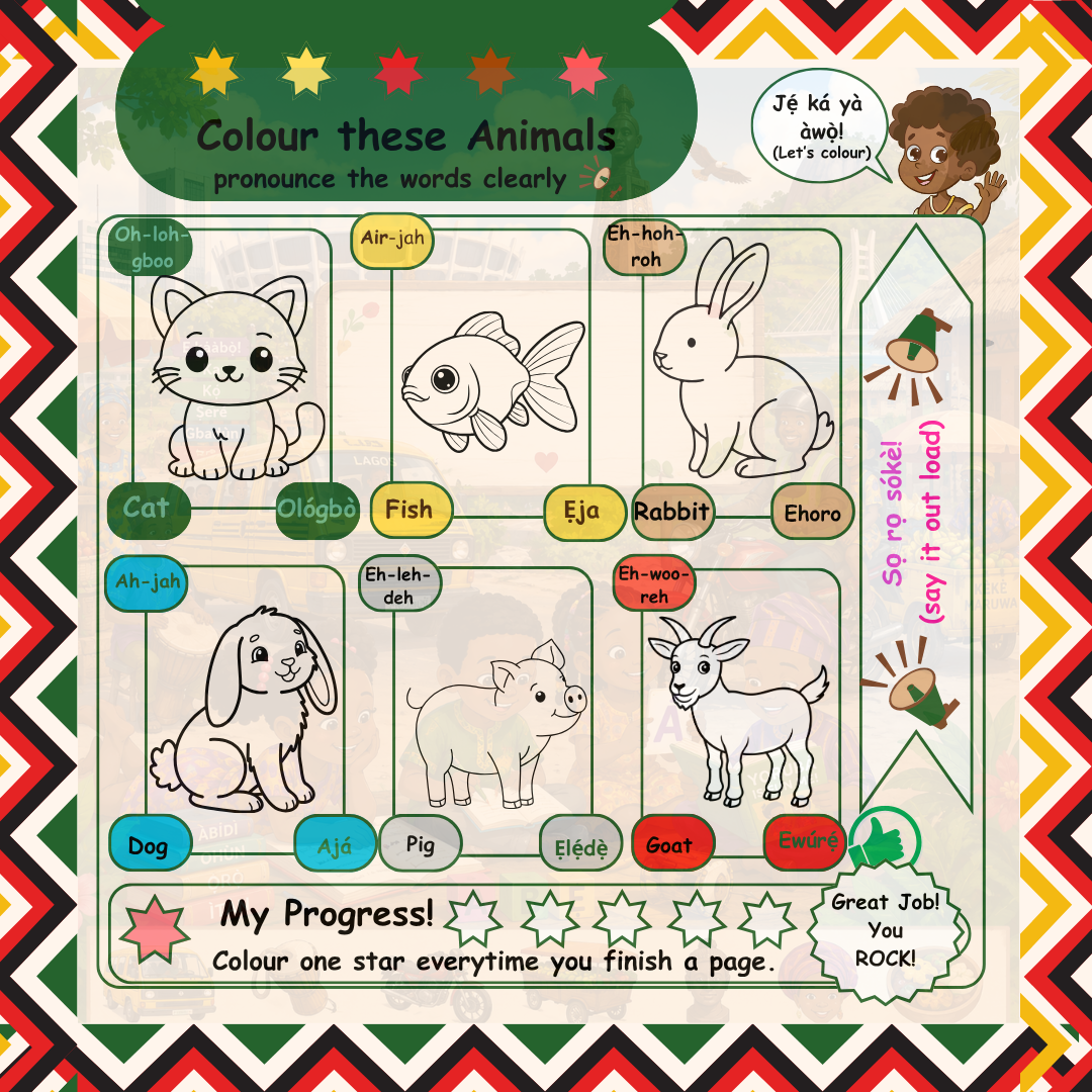 Ka Kọ́ Yorùbá Pẹ̀lú Mi Ìwé Ìṣe For Kids Ages 5 to 7
