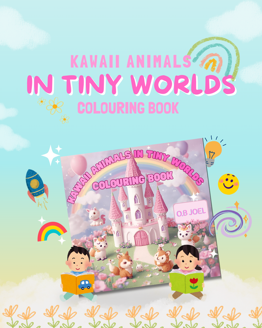 Kawaii Animals in Tiny Worlds Colouring Book