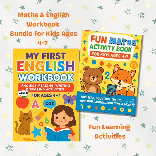 Maths & English Workbook Bundle for Kids Ages 4-7 | Fun Learning Activities