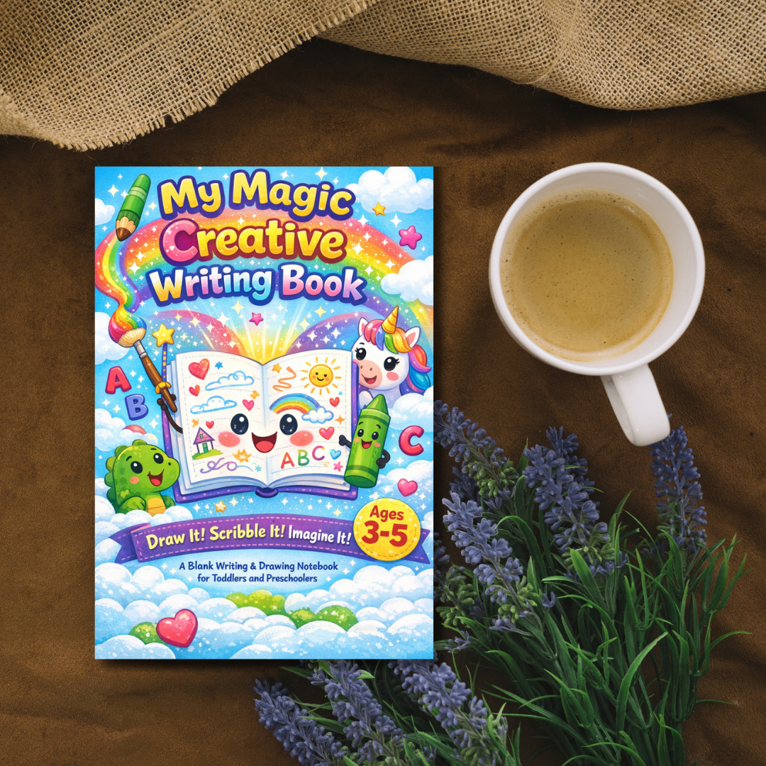 My Magic Creative Writing Book Ages 3 to 5: A Blank Writing & Drawing Notebook for Toddlers and Preschoolers