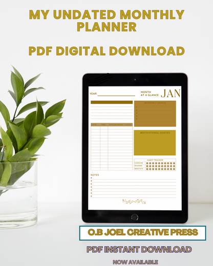 My Monthly Planner - Undated Goal Planner | Habit Tracker | Gratitude Journal | Productivity Organiser
