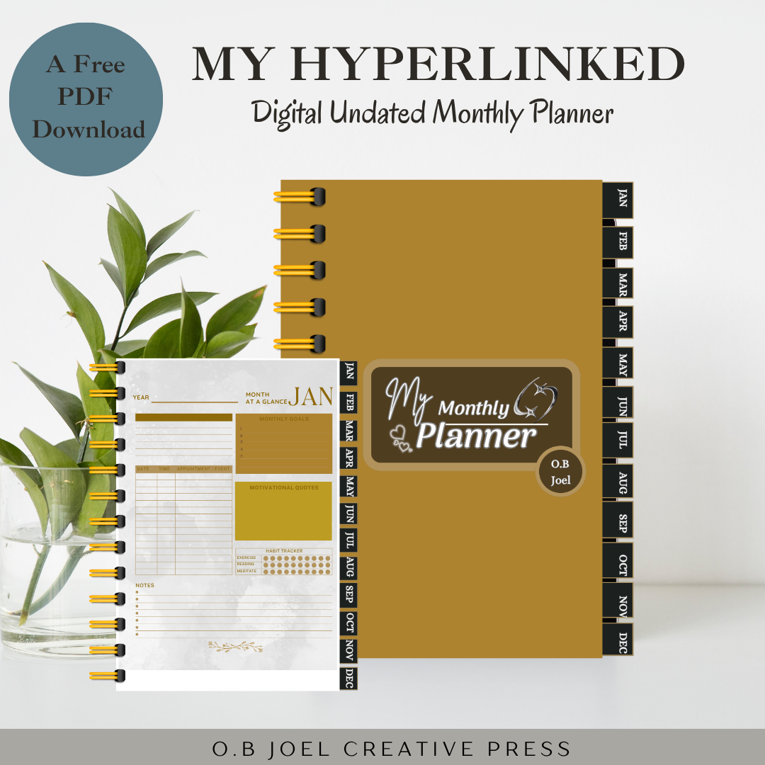 The Undated Hyperlinked Monthly Digital Planner | Free Download