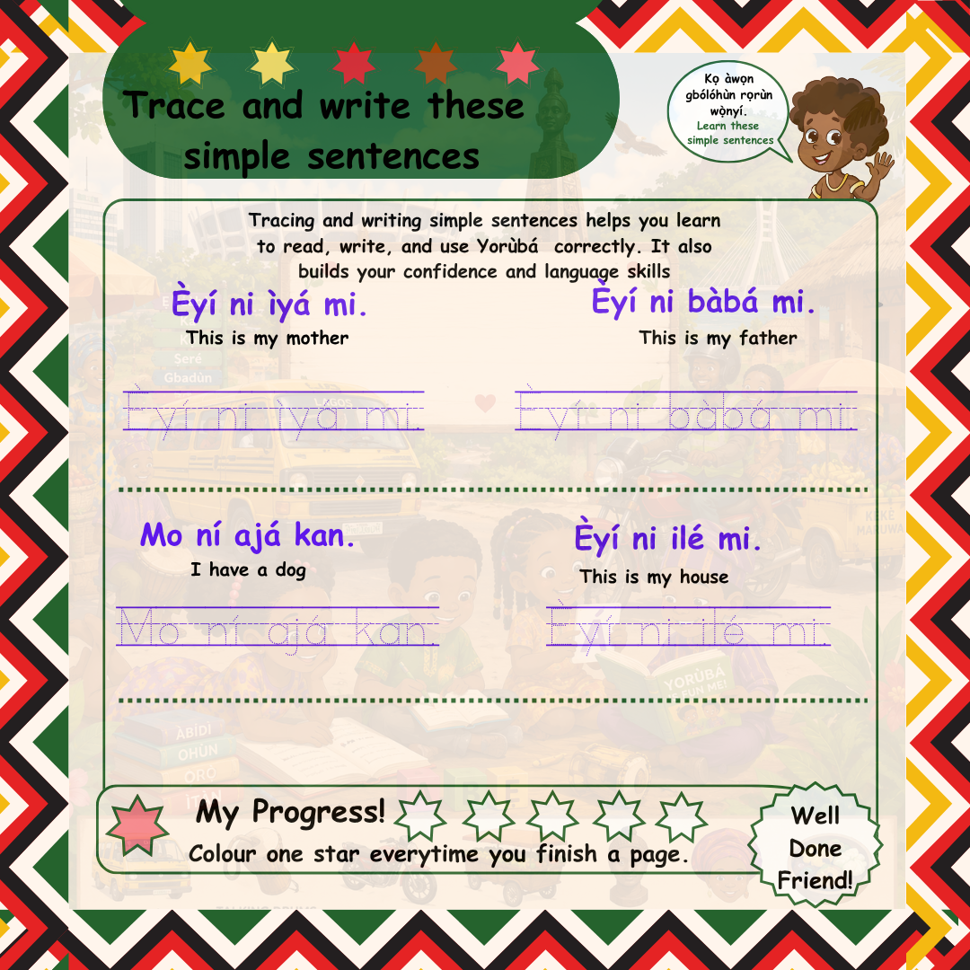 Ka Kọ́ Yorùbá Pẹ̀lú Mi Ìwé Ìṣe For Kids Ages 5 to 7