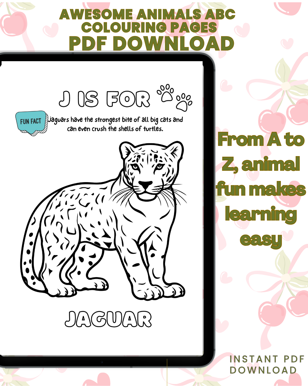 Awesome Animals ABC Colouring Book for Kids