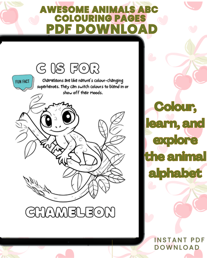 Awesome Animals ABC Colouring Book for Kids