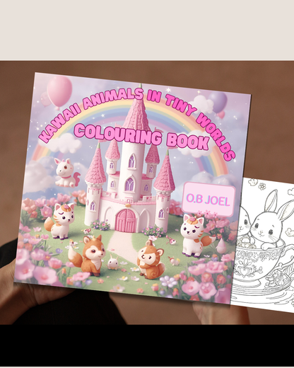 Kawaii Animals in Tiny Worlds Colouring Book