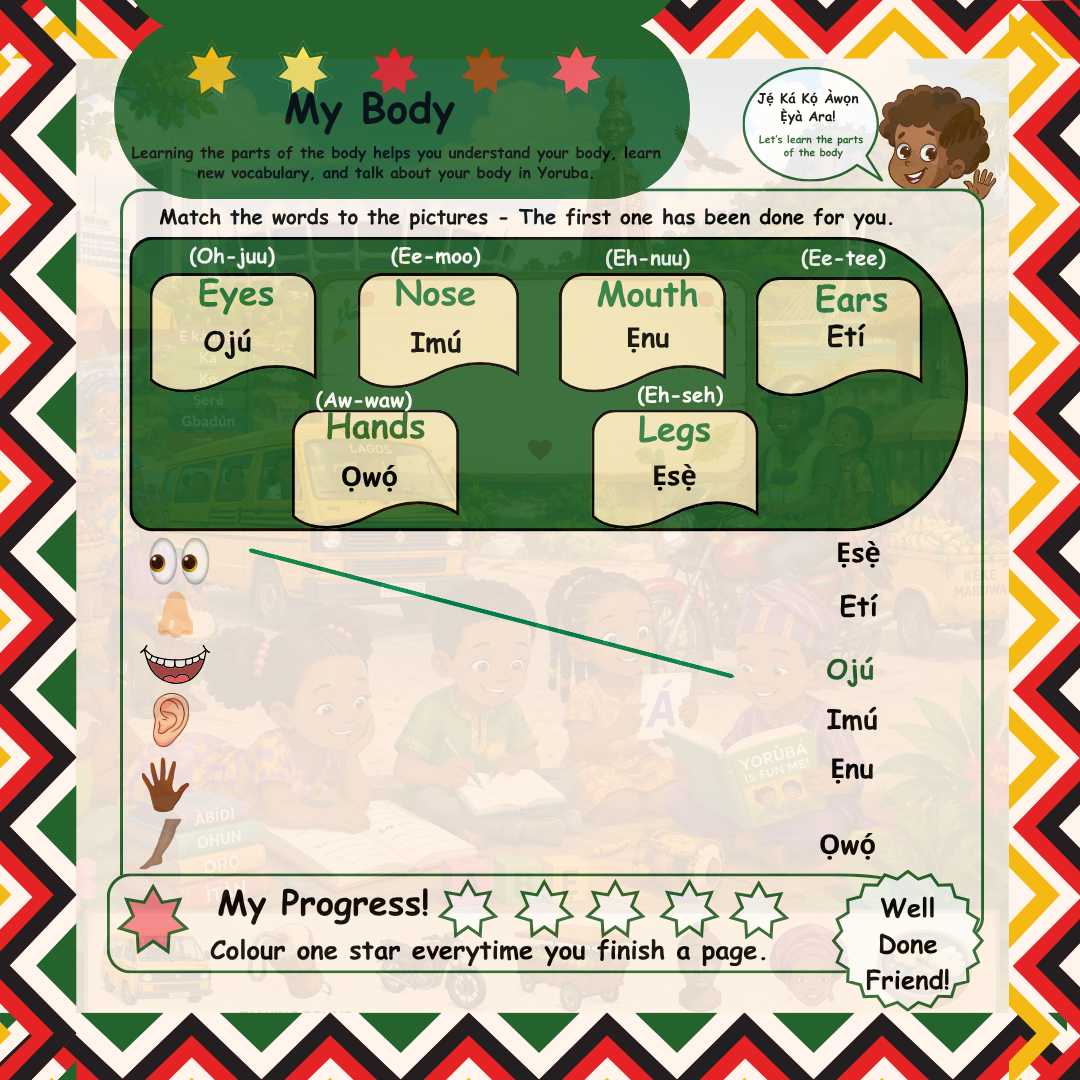 Ka Kọ́ Yorùbá Pẹ̀lú Mi Ìwé Ìṣe For Kids Ages 5 to 7