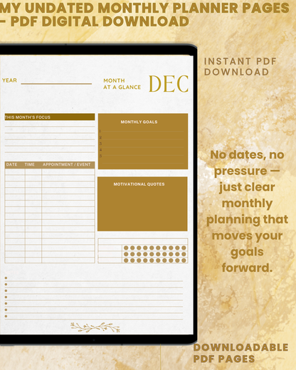 My Monthly Planner - Undated Goal Planner | Habit Tracker | Gratitude Journal | Productivity Organiser