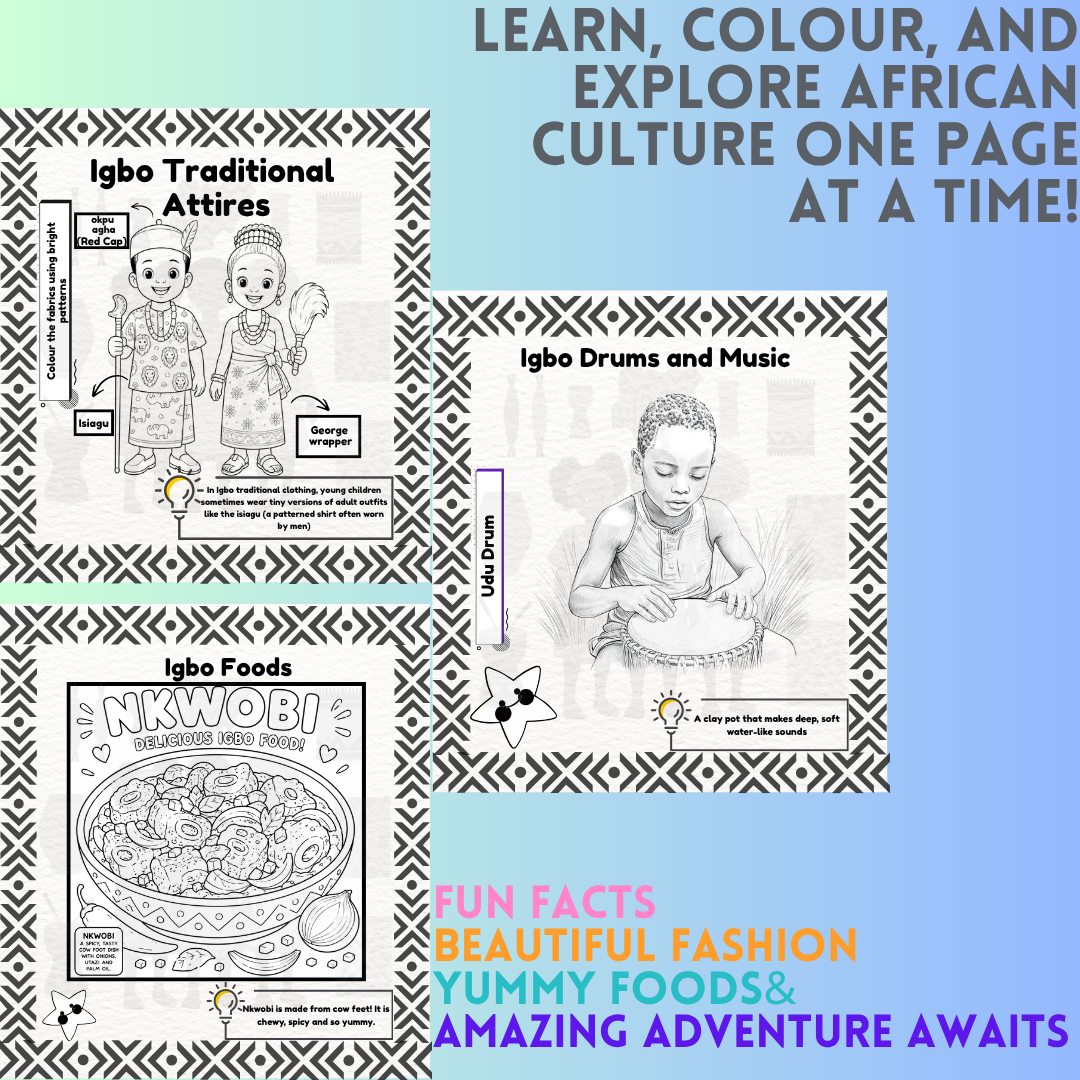 Wazobia Kids: A Colouring Journey through Culture for Kids Ages 4 to 6