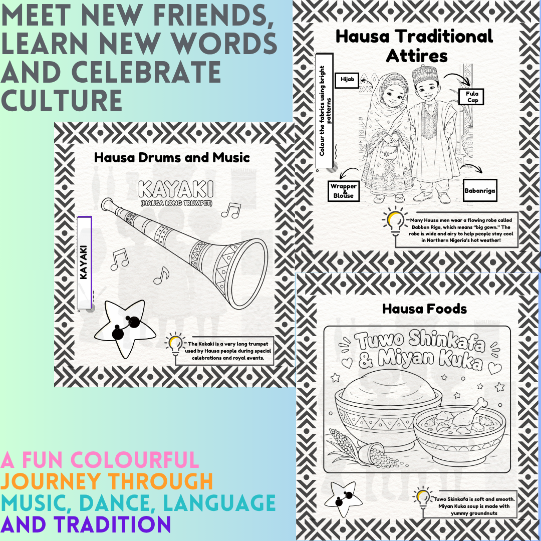 Wazobia Kids: A Colouring Journey through Culture for Kids Ages 4 to 6
