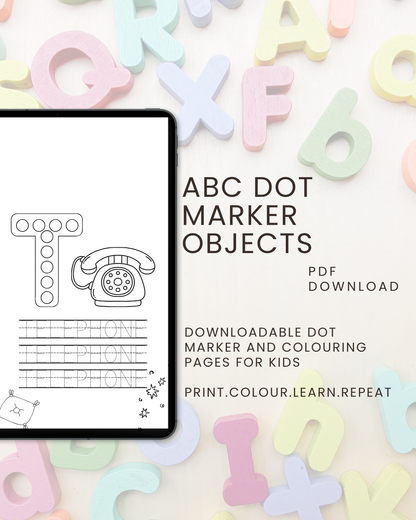ABC Dot Marker Objects Activity Book: Connect, Colour & Trace For Kids Ages 2 to 5