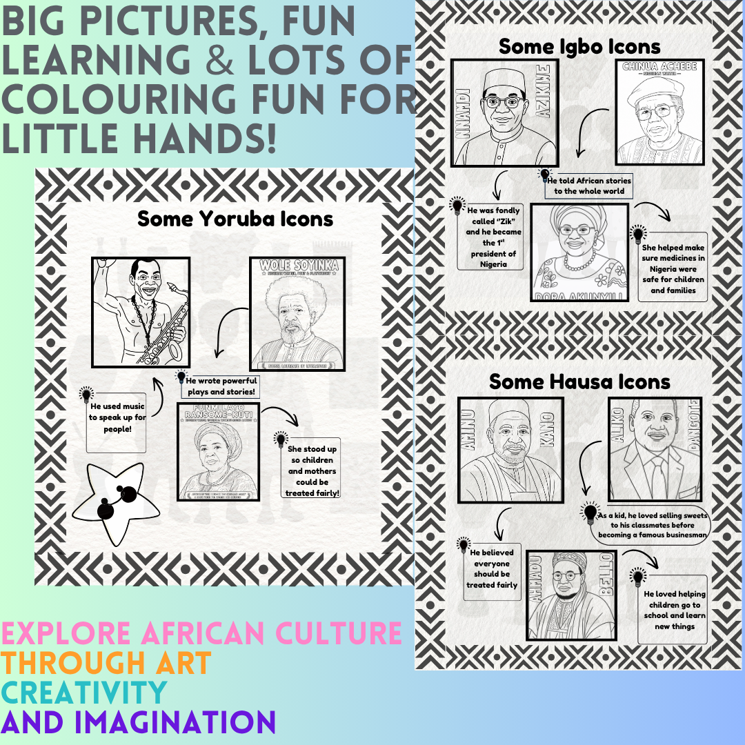 Wazobia Kids: A Colouring Journey through Culture for Kids Ages 4 to 6