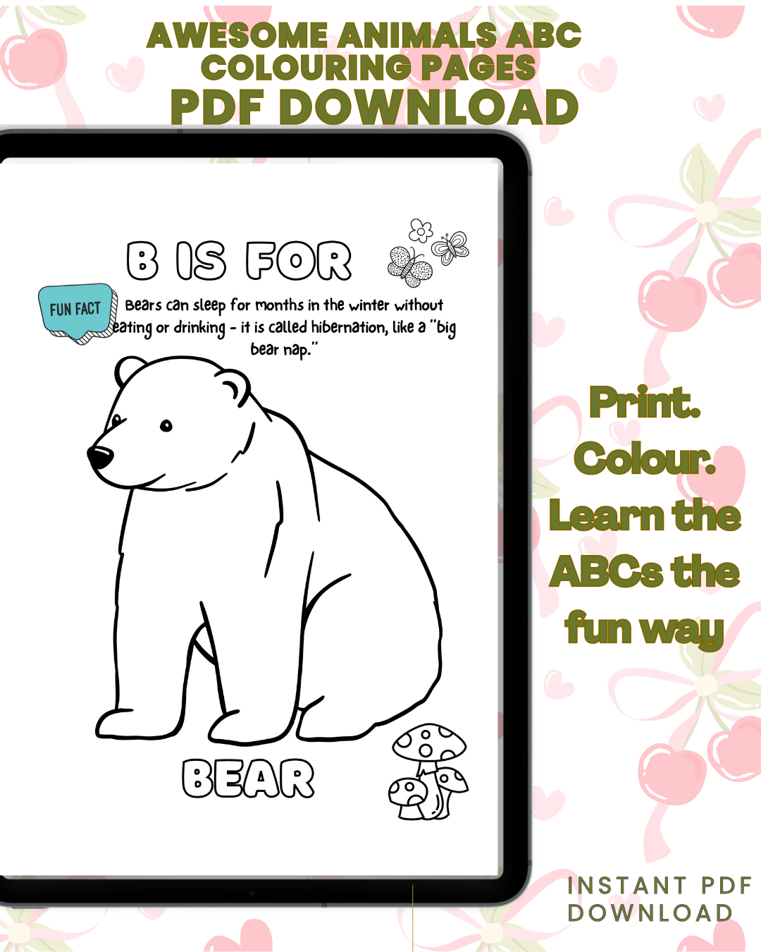 Awesome Animals ABC Colouring Book for Kids