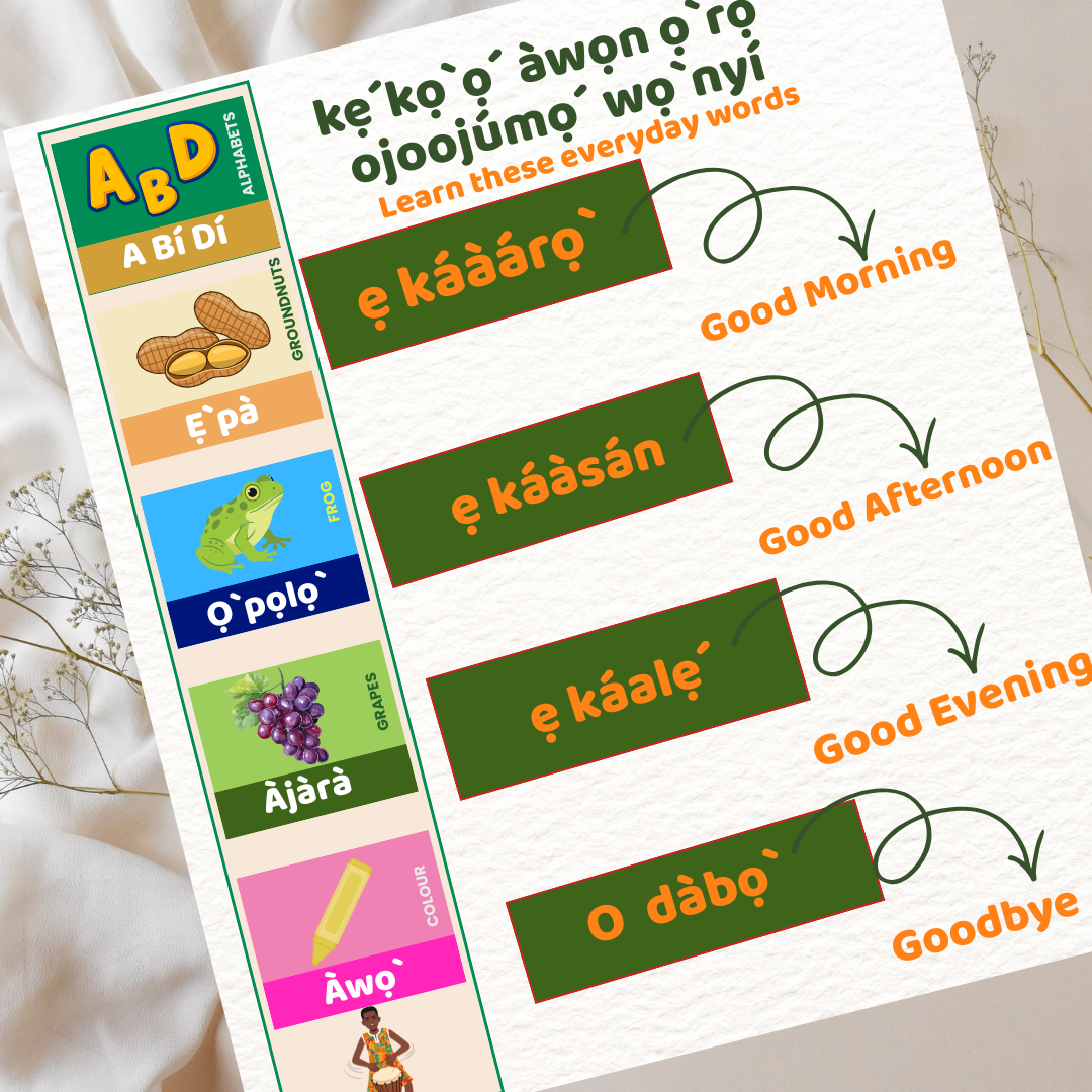KÁ KỌ́ YORÙBÁ PẸ̀LÚ MI! | LET'S LEARN YORUBA WITH ME | FOR KIDS AGES 3 TO 5 | QR Code for sound and pronunciation included