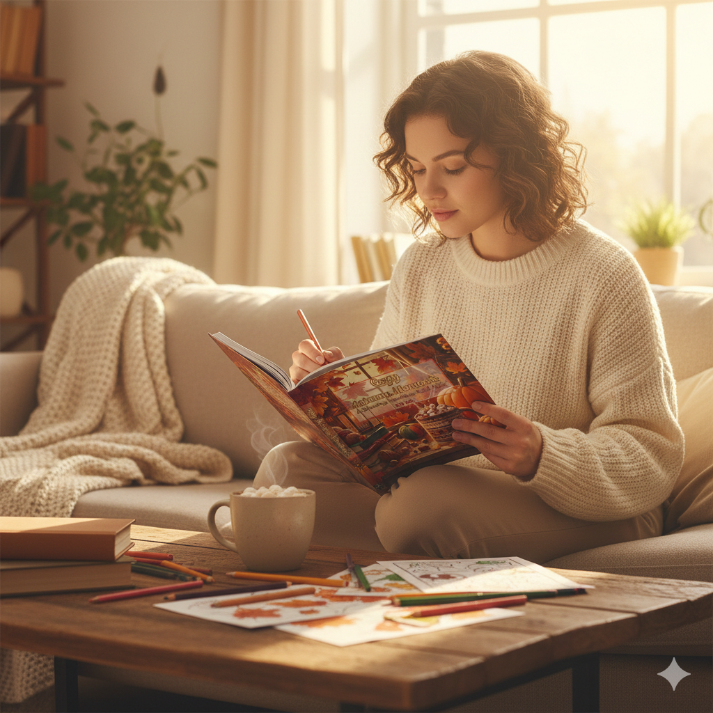 Cozy Autumn Moments Colouring Book for All Ages