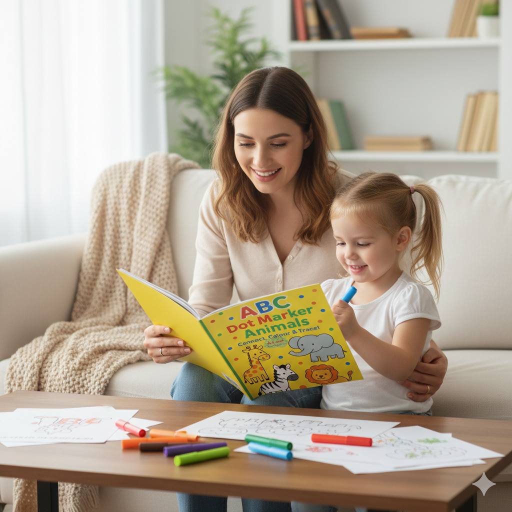 The ABC Dot Marker Animals Activity Book: Connect, Colour & Trace For Kids Ages 2 to 5
