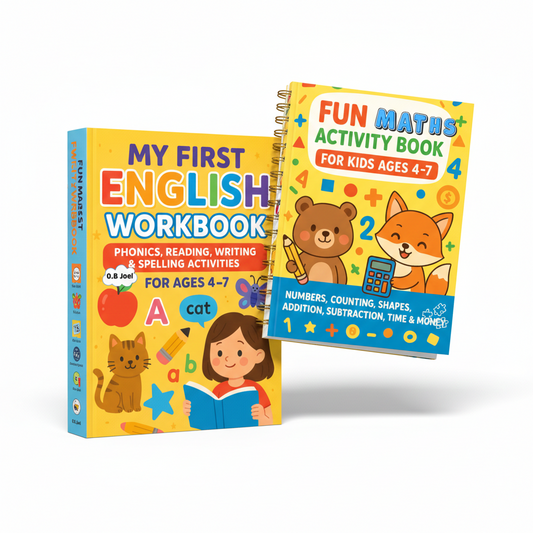 Maths & English Workbook Bundle for Kids Ages 4-7 | Fun Learning Activities