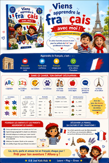 Viens apprendre le français avec moi ! For Kids Ages 5-7