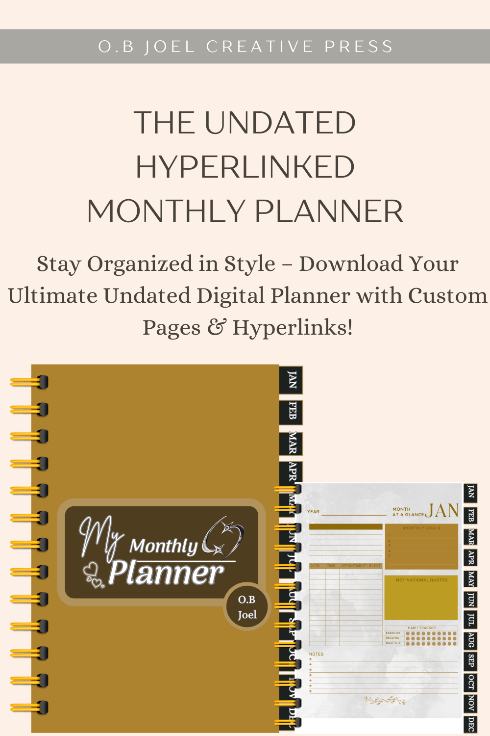 The Undated Hyperlinked Monthly Digital Planner | Free Download