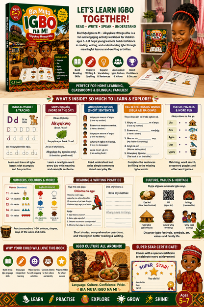 Mụta Asụsụ Igbo Mụ Na M - Akwụkwọ Mmega for Kids Ages 5 to 7