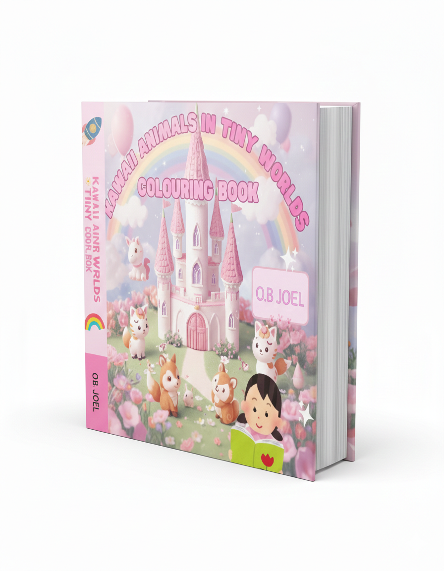 Kawaii Animals in Tiny Worlds Colouring Book