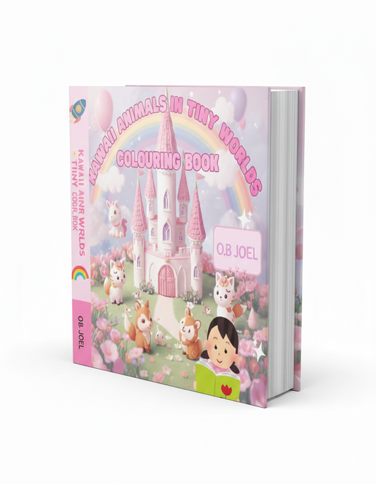 Kawaii Animals in Tiny Worlds Colouring Book