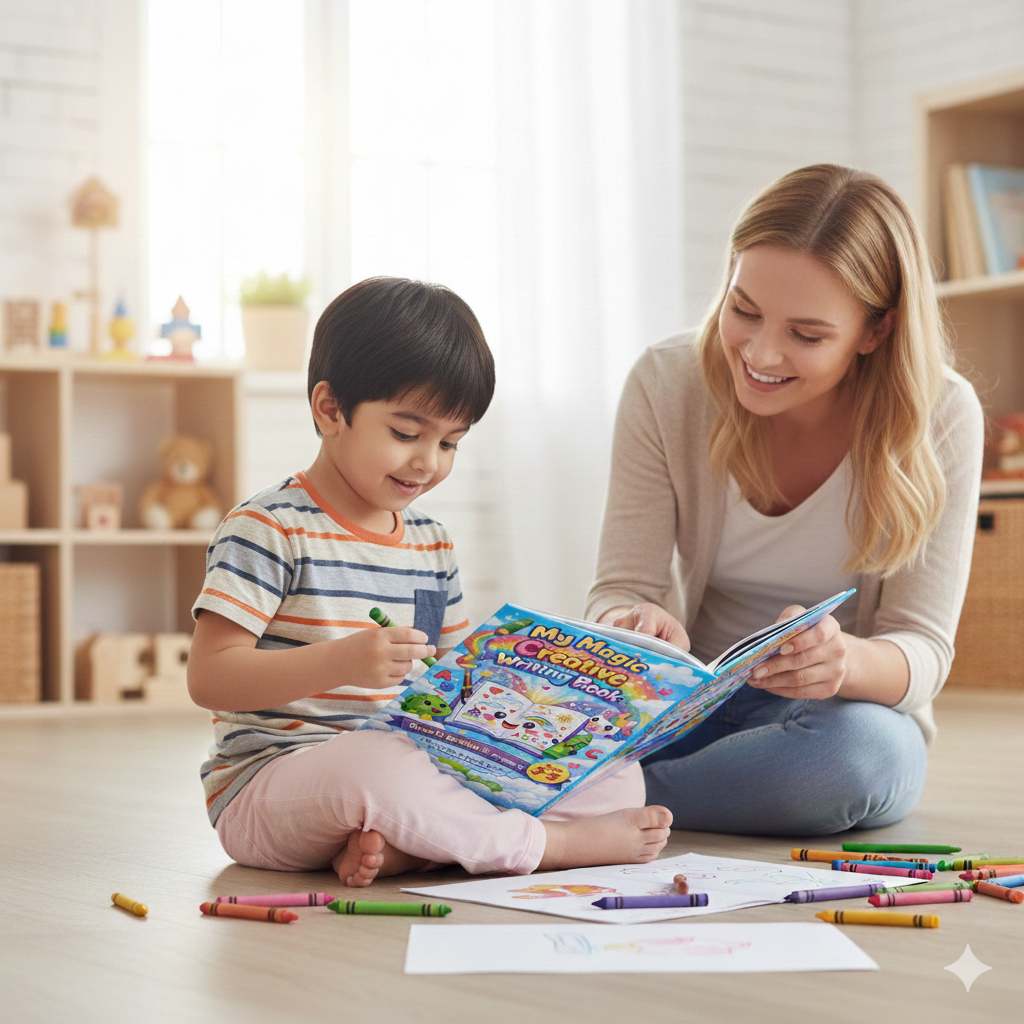 My Magic Creative Writing Book Ages 3 to 5: A Blank Writing & Drawing Notebook for Toddlers and Preschoolers
