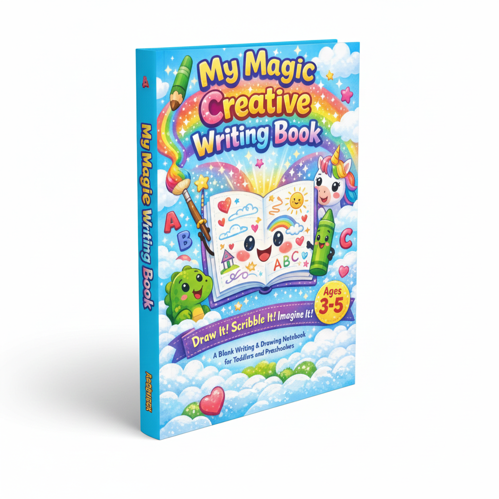 My Magic Creative Writing Book Ages 3 to 5: A Blank Writing & Drawing Notebook for Toddlers and Preschoolers