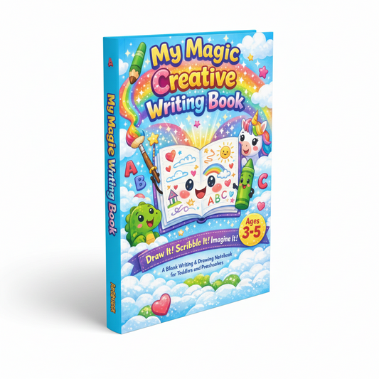 My Magic Creative Writing Book Ages 3 to 5: A Blank Writing & Drawing Notebook for Toddlers and Preschoolers